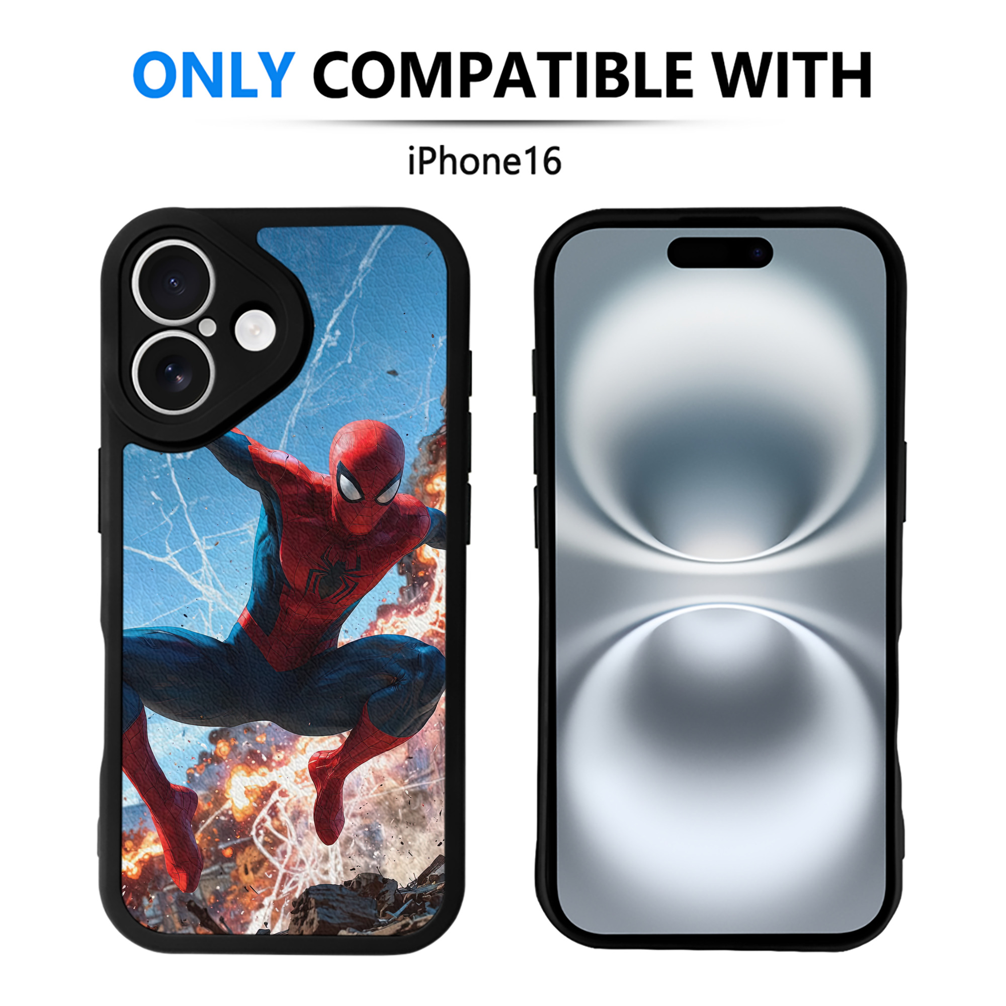Spider Man スパイダーマン 【iPhone 16シリーズ対応】シリコンスマホケース（レザー調） 材質：シリコン